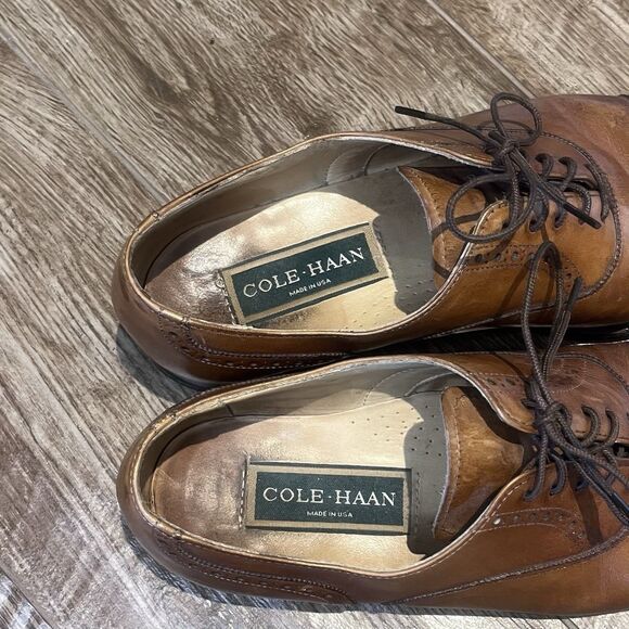 Cole Haan Oxford Shoes Men's 8.5 D Brown Cap Toe Leather USA Made Lace Up Dress - Picture 16 of 16